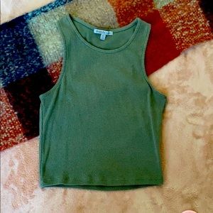 Army green ripped crop top